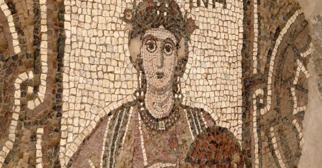 mosaic that honors a female church donor.