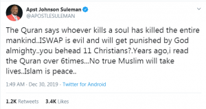 apostle johnson suleiman islam is peace